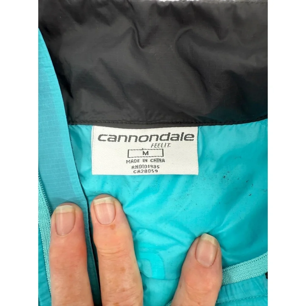 Cannondale Teal Black Full Zip Reflective‎ Accents Rear Pocket Jacket Medium